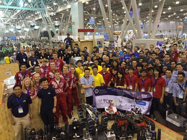 RoboCup Hefei 2015 participants and robots